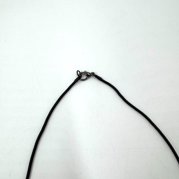 Black Goth Pendant Necklace With Dangling Charms & Beads On 34" Rope Chain - Picture 8 of 8